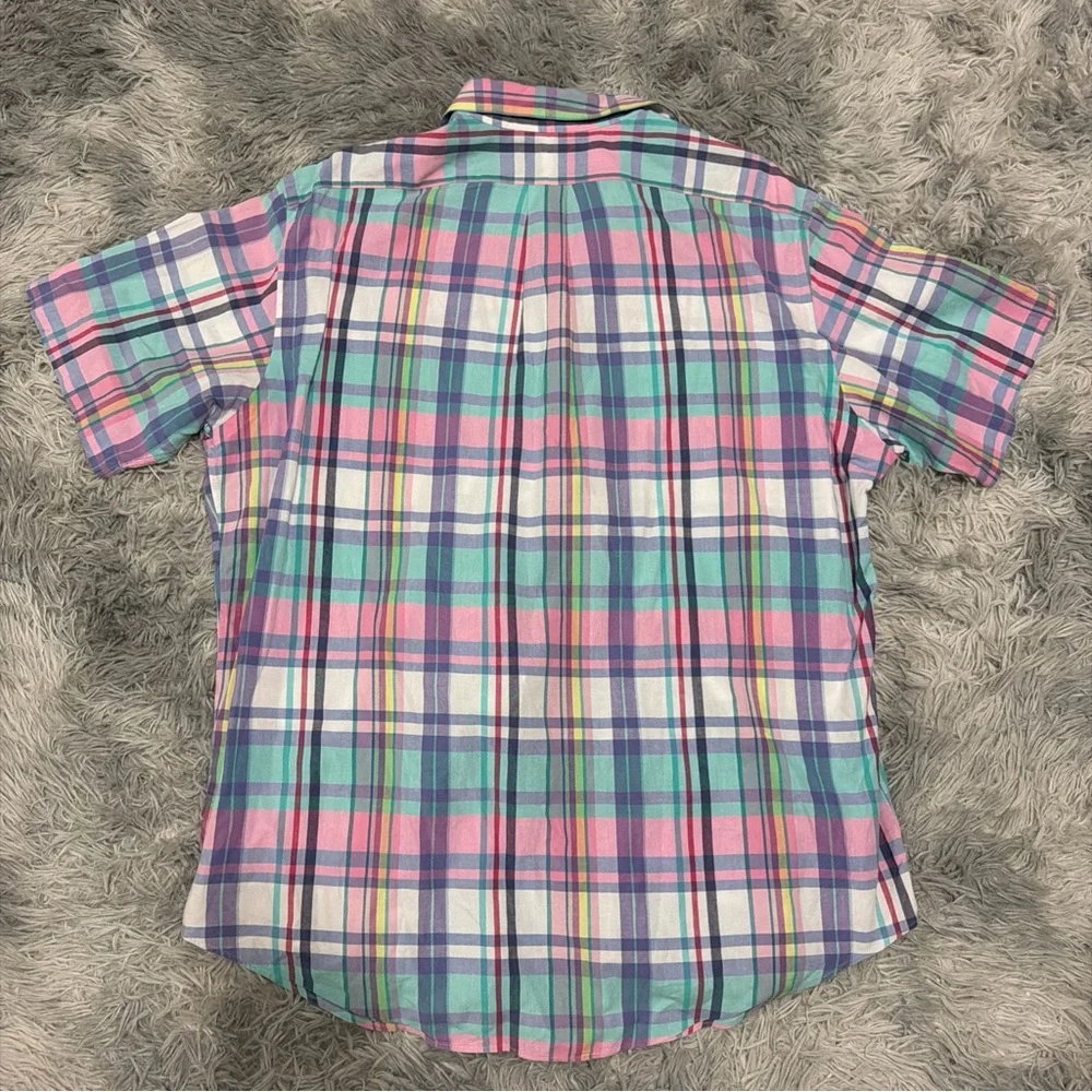 VINTAGE POLO RALPH LAUREN PLAID PASTEL SUMMER BUTTON DOWN SHIRT XL